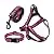 Mile High Life Night Reflective Double Adjustable Band Nylon Small Puppy Pet Dog Combo Collar Leash and Harness Set (Pink, Small Neck 11"-15" -20 lb)