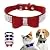 Beirui Rhinestone Bling Leather Dog & Cat Collar Leash - Red Soft Flocking Sparkly Crystal Diamonds Studded - Cute Double Bowknot - Perfect 4 Foot for Pet Show & Daily Walking Neck for 12.5-15"